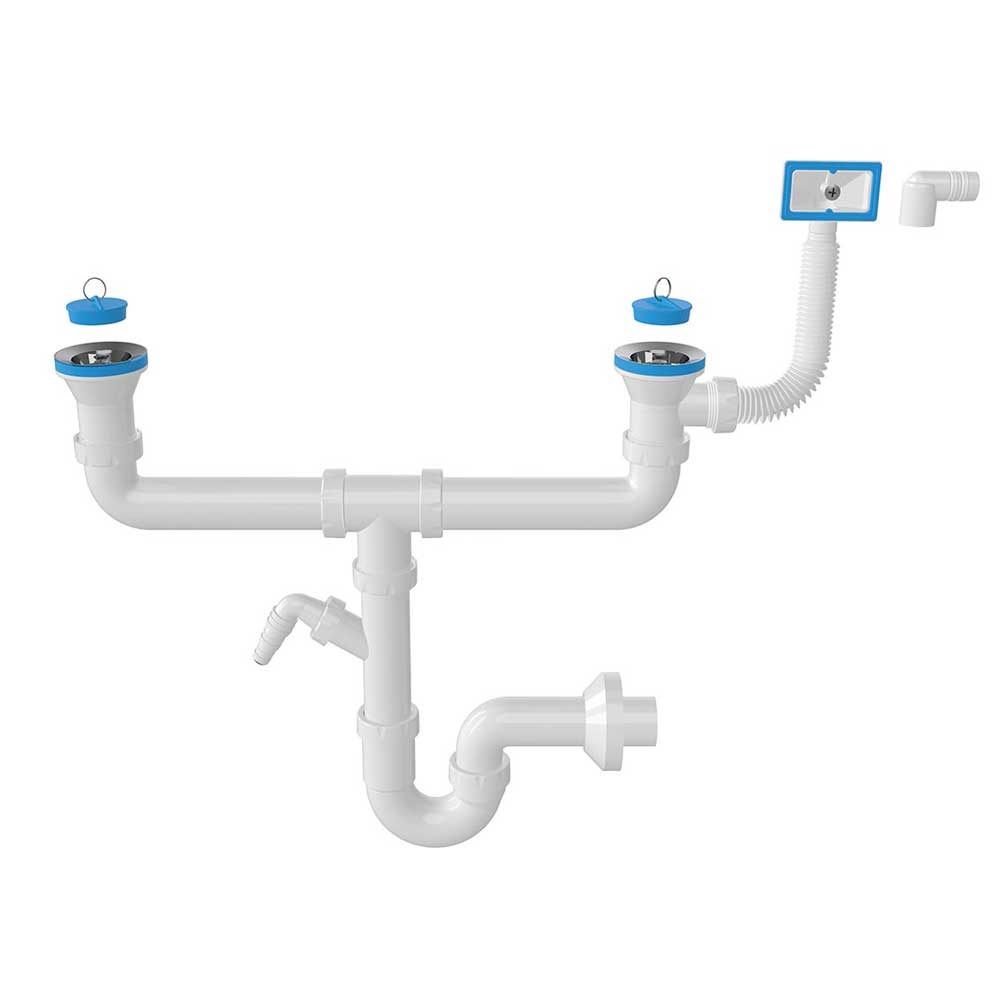 Çift Gözlü Evye Sifonu Taşmalı Nova