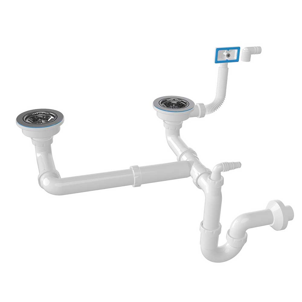 Çift Gözlü Evye Sifonu Taşmalı Çöpmak Kafa Nova