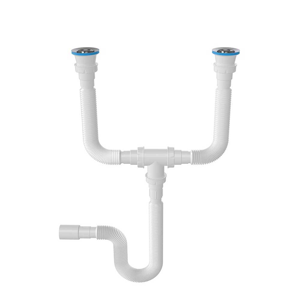 Körüklü Lavabo Sifonu Çift Gözlü Nova